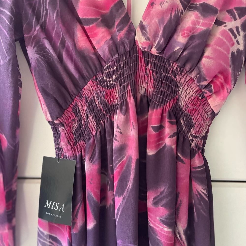 Misa Los Angeles Purple and Pink Maxi Dress